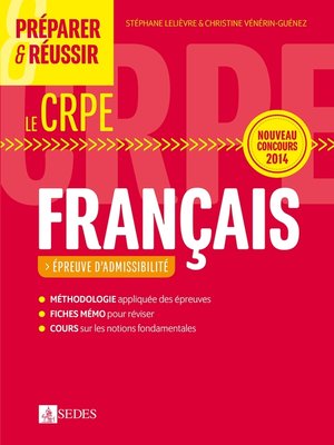 cover image of Préparer et réussir le CRPE--Épreuve d'admissibilité de Français